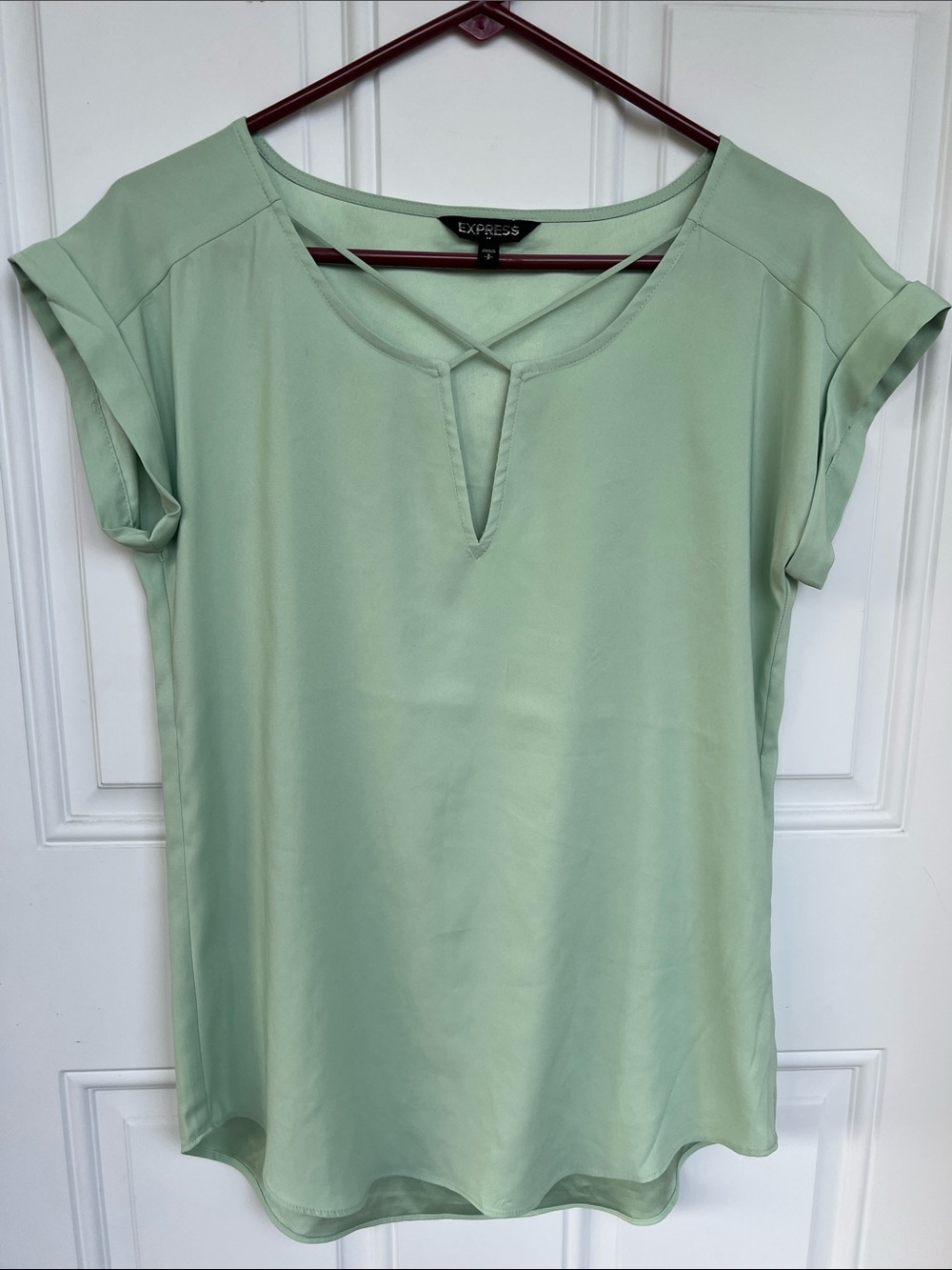 Express Mint Green Short Sleeve Blouse S